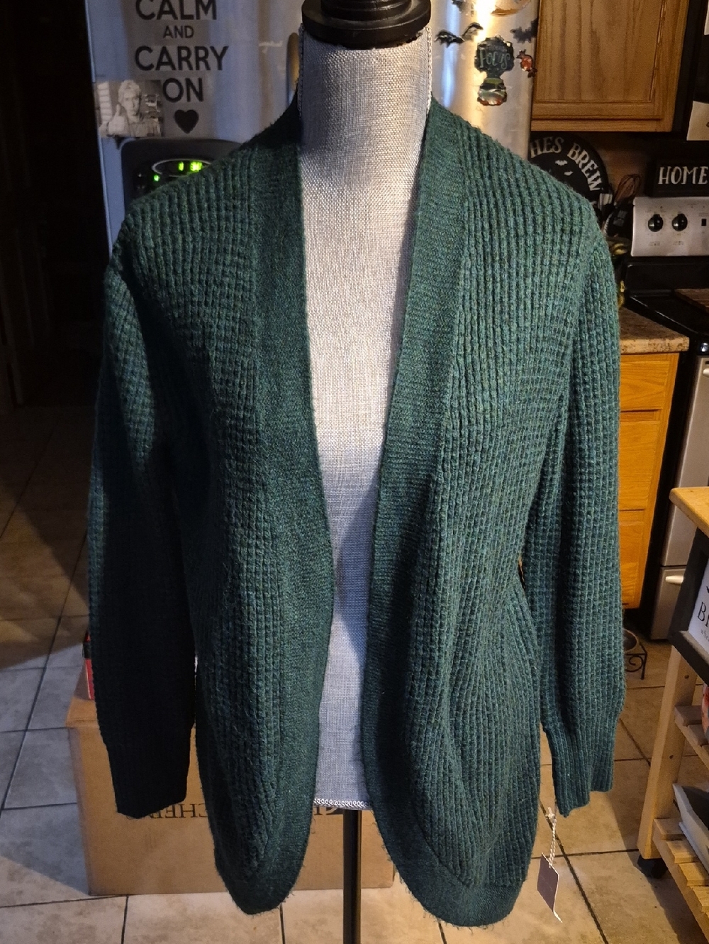 Jessica Simpson Deep Green Open-Front Knit Cardigan